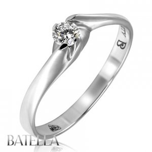 0.13 Ct F/VS2 EX Genuine Round Diamond Solitaire Engagement Ring 18k White Gold