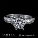 EGL Certified 1.29 Carat H/SI1 Round Pave Diamond Engagement Ring 18k Solid Gold