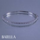 1.30 Ct E-F/VVS1-VVS2 EX Cut Round Diamonds Bangle Bracelet 14 White Gold Ladies