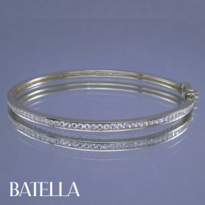 1 Ct D-E/VVS1-VVS2 EX Cut Round Diamonds Bangle Bracelet 14 Yellow Gold. Ladies