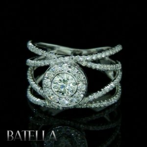 1.42 Ct G/SI1 Round F-G/VVS2-VS1 Pave Diamonds Engagement Ring 18k White Gold