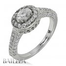 0.84 Ct D/VS2 Natural Oval & Pave Round Diamonds Engagement Ring 18k White Gold