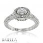 0.84 Ct D/VS2 Natural Oval & Pave Round Diamonds Engagement Ring 18k White Gold
