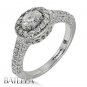 0.84 Ct D/VS2 Natural Oval & Pave Round Diamonds Engagement Ring 18k White Gold