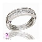 0.84 Ct F-G/VS2-SI1 Invisible Princess Diamonds Wedding Band Ring 14k White Gold