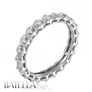 .27 Ct G-H/VVS2-VS1 Natural Round Cut Diamonds Eternity Band Ring 18k White Gold