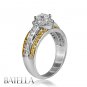 1.33 Ct F/SI2 & Fancy Yellow Round Diamond Engagement Ring White & Yellow Gold