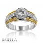 1.33 Ct F/SI2 & Fancy Yellow Round Diamond Engagement Ring White & Yellow Gold