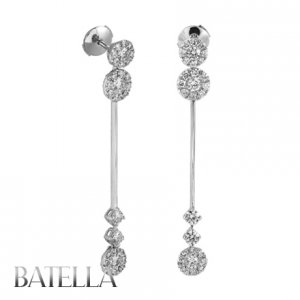 1.37 Ct E-F/VS2 SI1 Ex Natural Round Diamonds Drop Earrings 18k White Gold Alpha