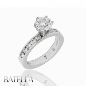 EGL Certified 1.73 Ct F/SI2 Round Diamond Channel Engagement Ring 14k White Gold