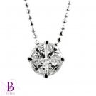 0.62 Carat F/VVS2 Invisible Pizza Cut Diamonds Pendant 18k White Gold + Chain