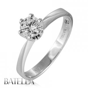 0.41 Ct F/SI2 EX Natural Round Solitaire Diamond Engagement Ring 18k White Gold