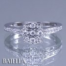 0.28 Ct E-F/VVS1-VVS2 Round Cut Pave Setting Natural Diamond Ring 14k White Gold