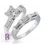2.28 Ct GIA Certified Princess F Diamond Engagement Ring & Wedding Set 18k Gold