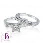 2.28 Ct GIA Certified Princess F Diamond Engagement Ring & Wedding Set 18k Gold
