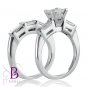 2.28 Ct GIA Certified Princess F Diamond Engagement Ring & Wedding Set 18k Gold
