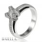 0.89 Ct I VVS2 EX Natural Pave Round Cut Diamonds Engagement Ring 18k White Gold