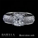 GIA Certified 1.58 Ct H/VS1 Cushion & Round Diamond Engagement Ring 14k W Gold