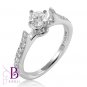 0.53 Ct G/VS2 EX Real Round Brilliant Cut Diamond Engagement Ring 18k White Gold