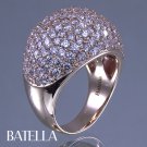 3.95 Ct E VS2 EX Pave Setting Natural Round Cut Diamonds Ring Band 18k Red Gold