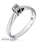 0.16 Ct G/VVS2 EX Natural Round Diamond Solitaire Engagement Ring 18k White Gold