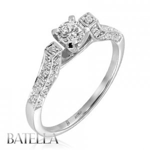 0.60 Ct F/SI2 EX Natural Round Brilliant Diamond Engagement Ring 18k White Gold