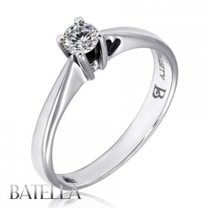 0.18 Ct G/VVS2 EX Natural Round Diamond Solitaire Engagement Ring 18k White Gold