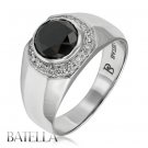 Men's 2.60 Ct Round Black & Natural White F-G VS1-VS2 EX Cut Diamonds 18k W Gold
