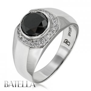 Men's 2.60 Ct Round Black & Natural White F-G VS1-VS2 EX Cut Diamonds 18k W Gold