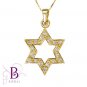 Judiaca .30 Ct G-H/VVS2-VS1 Star Of David Diamonds Pendant Chain 14k Yellow Gold