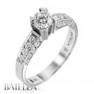 0.88 Ct G/VS2 EX Round Brilliant Diamond Engagement Ring 18k White Gold Ladies