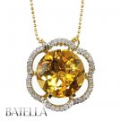 8.46 Ct Round Citrine Gemstone & VS1-VS2 Diamonds Pendant 18k Yellow White Gold