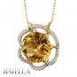 8.46 Ct Round Citrine Gemstone & VS1-VS2 Diamonds Pendant 18k Yellow White Gold
