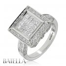 1.53 Carat E-F/VVS1-VVS2 Princess Invisible & Round Diamonds Ring 18k White Gold