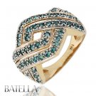 1.02 Ct SI2 Round Blue Diamond Pave Setting Ring Band 14k Yellow & White Gold