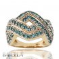 1.02 Ct SI2 Round Blue Diamond Pave Setting Ring Band 14k Yellow & White Gold