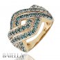 1.02 Ct SI2 Round Blue Diamonds Pave Setting Ring Band 14k Yellow & White Gold