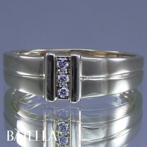 .07 Carat E-F VVS2-VS1 Ex Natural Round Diamonds Men's Ring Band 14K Yellow Gold