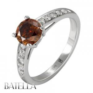 1.40 Carats Fancy Orange Vivid VS1 Round Diamonds Engagement Ring 18k White Gold