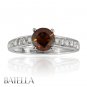 1.40 Carats Fancy Orange Vivid VS1 Round Diamonds Engagement Ring 18k White Gold