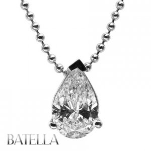 0.62 Ct G/SI1 Natural Pear Cut Solitaite Diamond Pendant Necklace 14k White Gold
