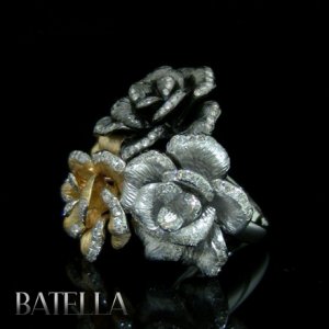 Unique 1.21 Ct VVS2 VS1 189 Round Diamonds Pave Ring 18k White Black Yellow Gold