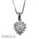 Holiday Gift .80 Ct G/VS2 Heart & Round Diamonds Pendant Necklace 14k White Gold