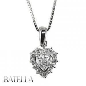 Holiday Gift .80 Ct G/VS2 Heart & Round Diamonds Pendant Necklace 14k White Gold