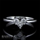 Holiday Gift .55 Ct E-F/VS2-SI1 Princess & Round Diamonds Heart Ring 14k W Gold