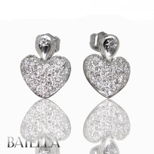 Holiday Gift .62 Ct G-H VVS1,2 Heart Round Diamonds Drop Earrings 18k White Gold