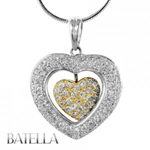 Holiday Gift 1.32 Ct F-G/SI Setting Round Diamonds Heart Pendant 18k Y&W Gold