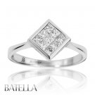 0.50 Carats E-F/VVS2-VS1 Princess Invisible Setting Diamonds Ring 18k White Gold