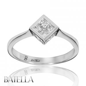 0.24 Ct F-G/VVS2-VS1 Natural Princess Invisible Setting Diamond Ring Gold Womens