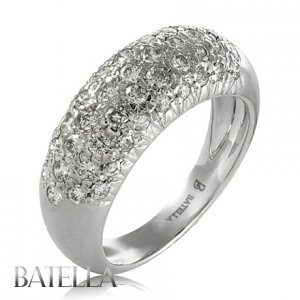 .95 Ct D-E/SI1,2 Round Cut Diamond Pave Setting Band Ring 18K White Gold Women's